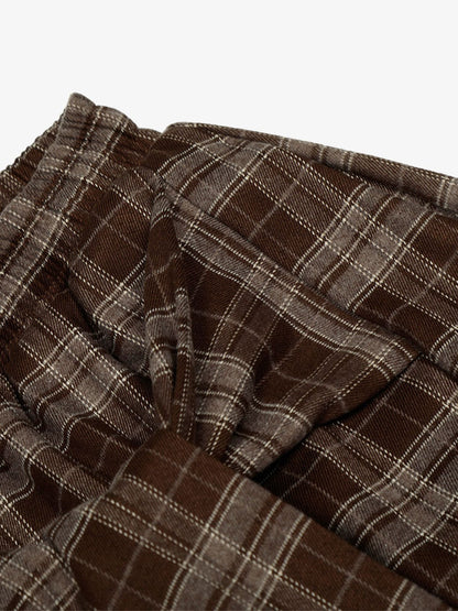 Plaid Wide-Leg Pants With Embroidered Logo for Casual Style 
