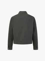 Distressed Metal Airplane-Buckle Work Jacket