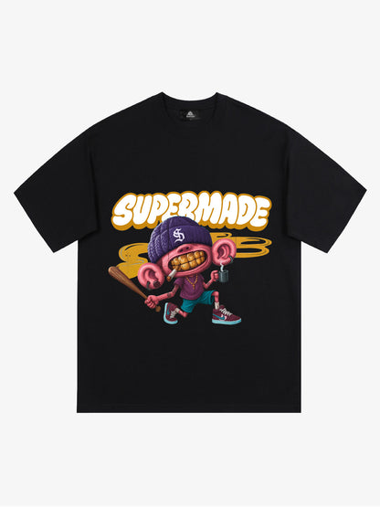 Thesupermade Cartoon Graffiti Baseball Cool Boy T-shirt 