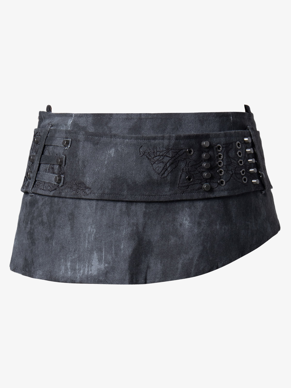 Thesupermade Metallic Studded Embroidery Belt Mini Skirt