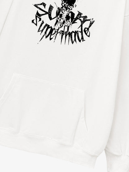 THE SUPERMADE Oversized Black Hoodie with Graphic Print Design 
