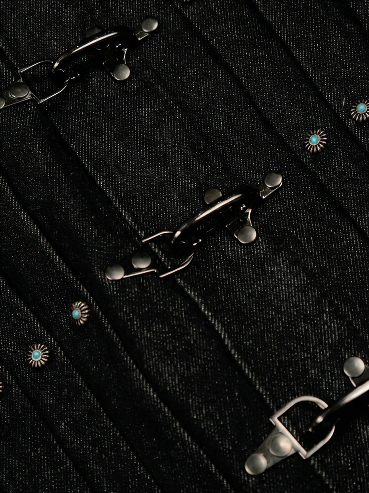 Metal Buckle Pleated Boxy Denim Coat