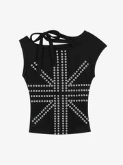 Flag Graphic Off-Shoulder T-Shirt