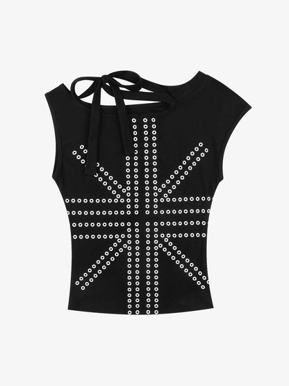 Flag Graphic Off-Shoulder T-Shirt