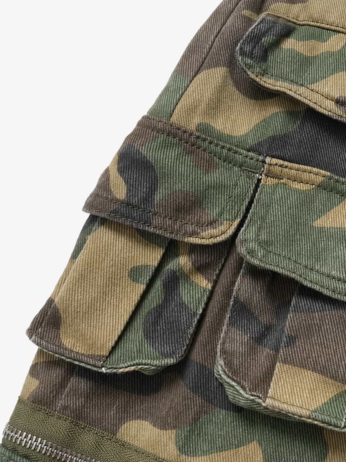 Retro Forest Camouflage Multi-Pocket Cargo Pants 