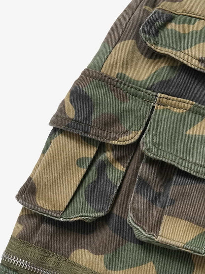 Retro Forest Camouflage Multi-Pocket Cargo Pants 