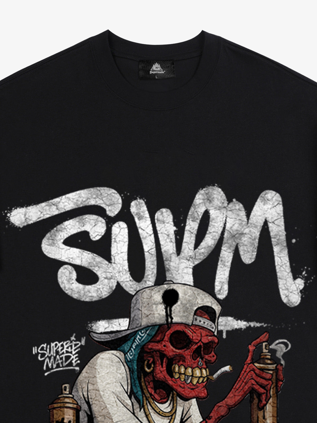 Street Trendy Skull Spray-Paint Graffiti Master T-Shirt 
