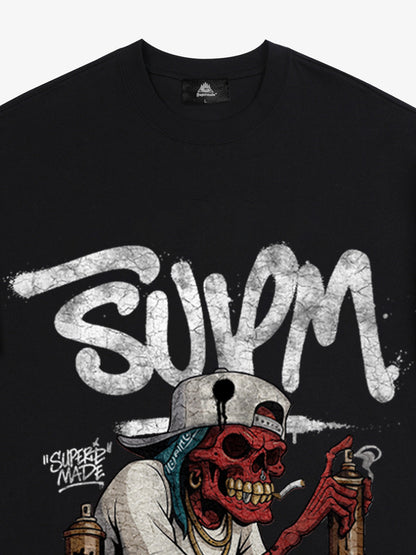 Thesupermade Trendy Skull Graffiti Master T-shirt 