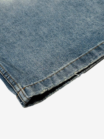 Wide-Leg High-Waisted Denim Pants with Asymmetric Wrap Design 