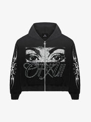 American Retro 3D Printed Zip-Up Sweatshirt