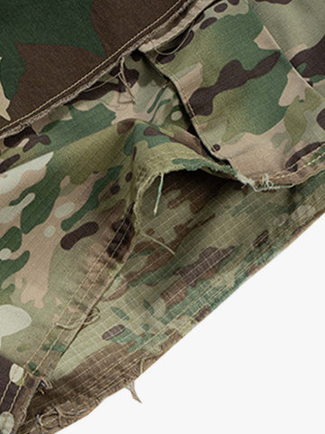 Layered Camouflage Multi-Pocket Cargo Jorts 
