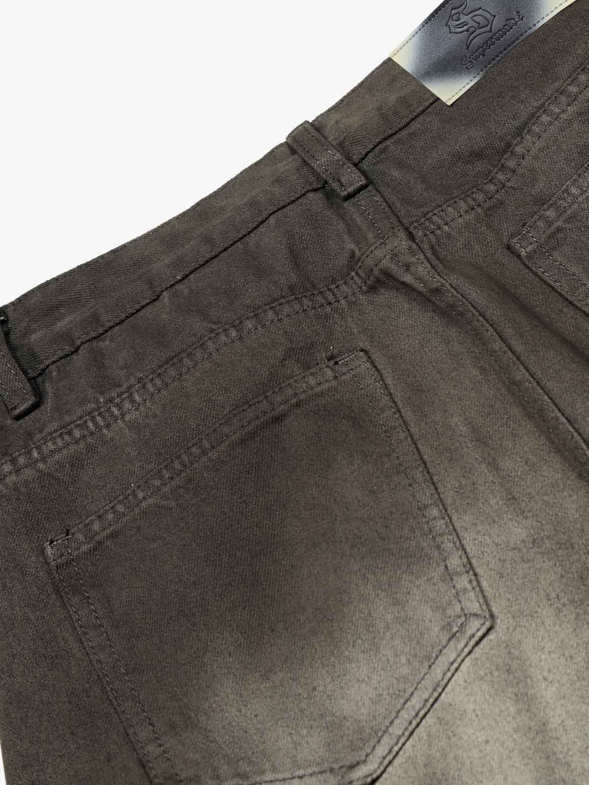 Wide Leg High Waist Cropped Pants with Gradient Wash Finish 