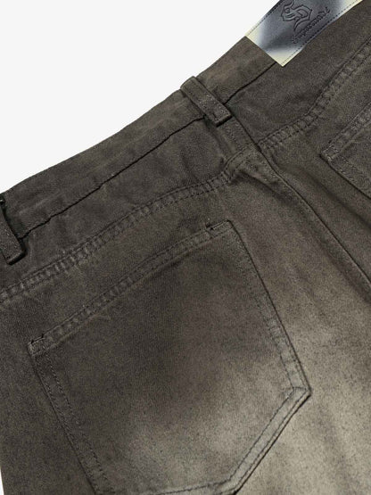 Wide Leg High Waist Cropped Pants with Gradient Wash Finish 