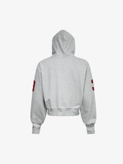 Streetwear Knight Horse Embroidered Cropped Zip-Up Hoodie