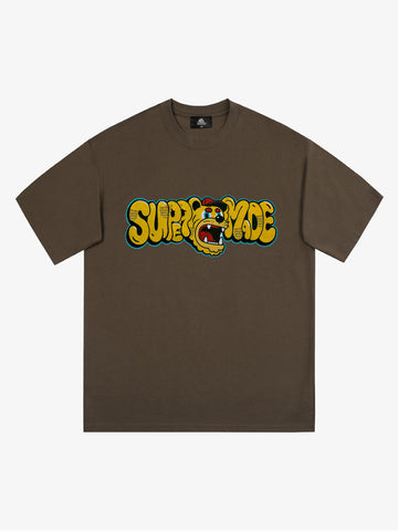 Street Graffiti Trendy Tiger Head Font T-Shirt 