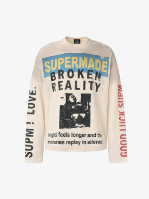 Distressed Graphic Waffle Long Sleeve Tee