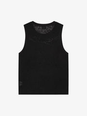 Gilet ricamato con motivi floreali e lettere