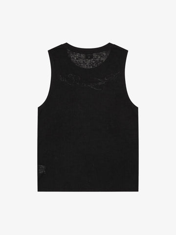 Floral and Letter Embroidered Vest