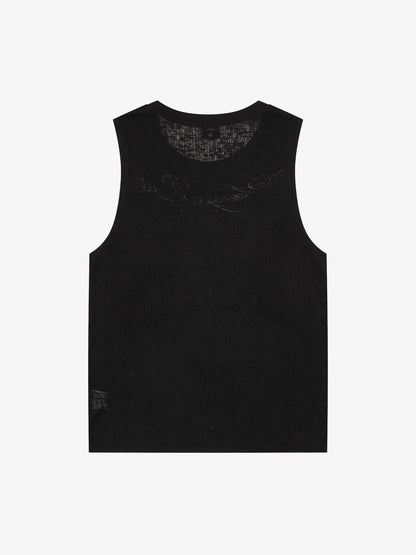 Floral and Letter Embroidered Vest