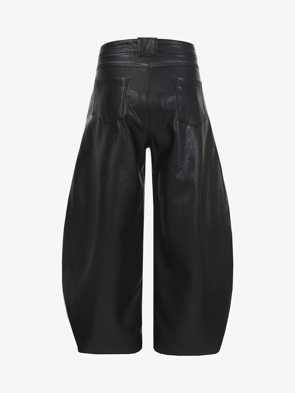 Vintage Pleated PU Leather Barrel Pants 