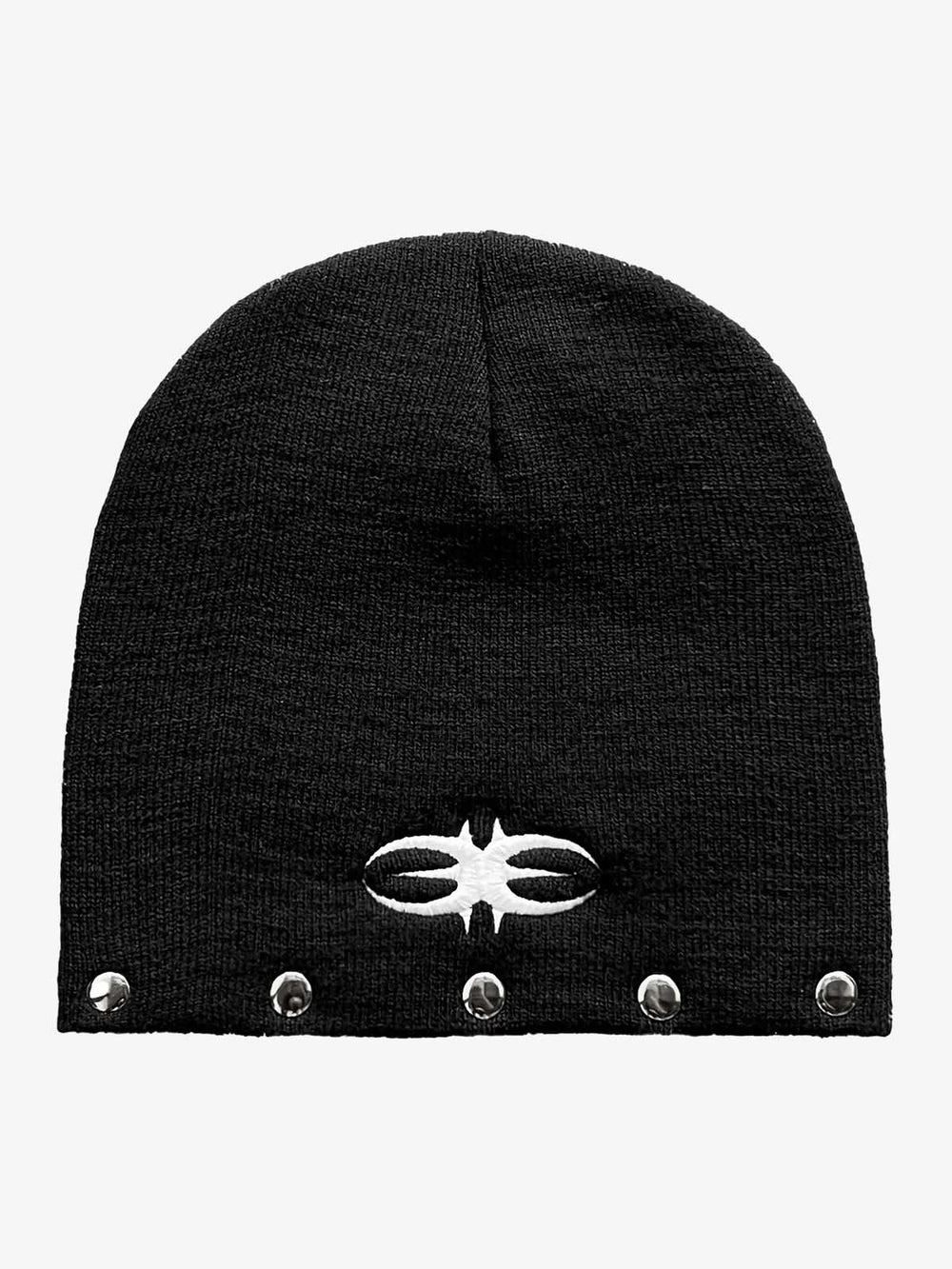Dark Gothic Embroidered & Studded Knit Beanie