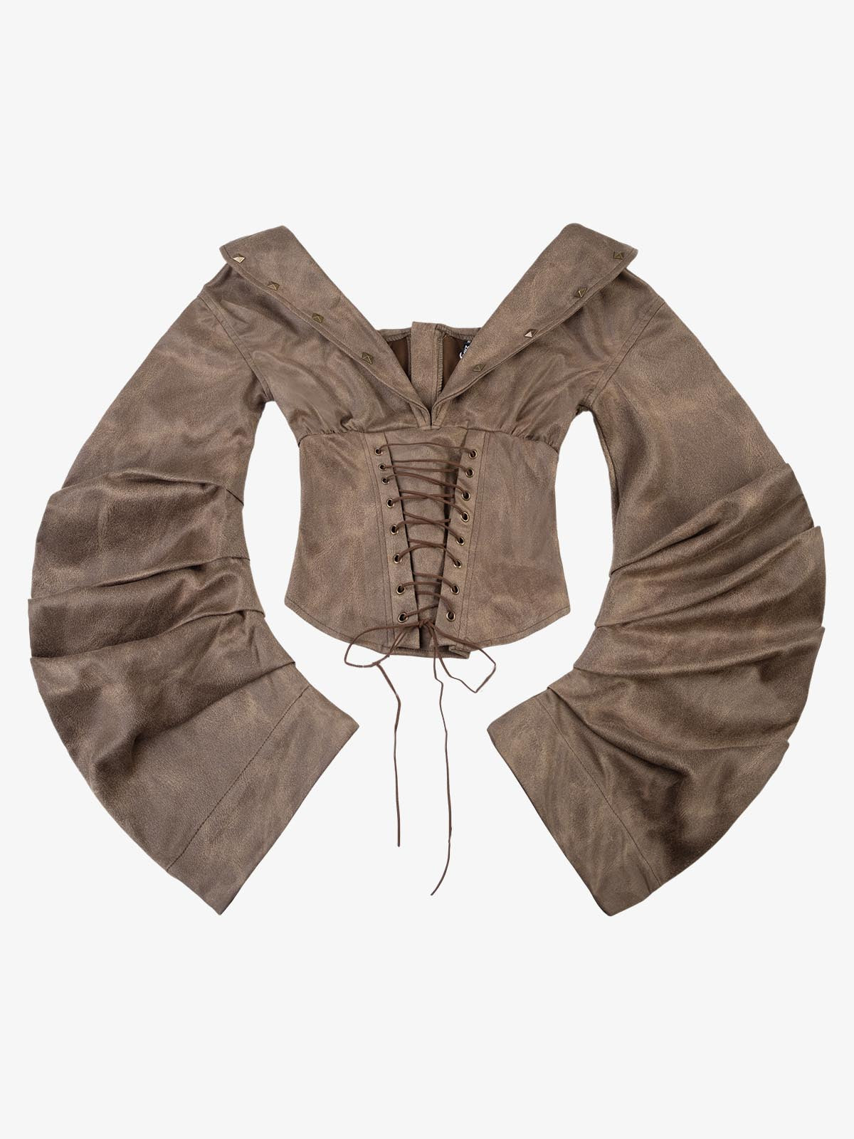 Faux Suede Bell Sleeve Long Sleeve Shirt