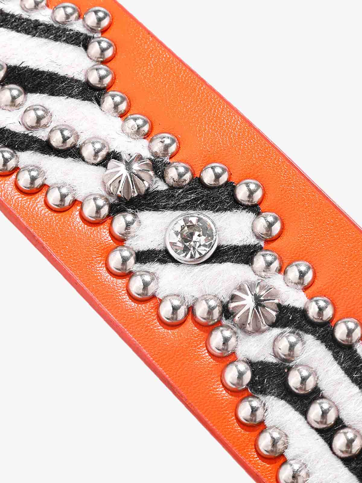 Retro Studded Zebra Pattern Wide Leather Belt 