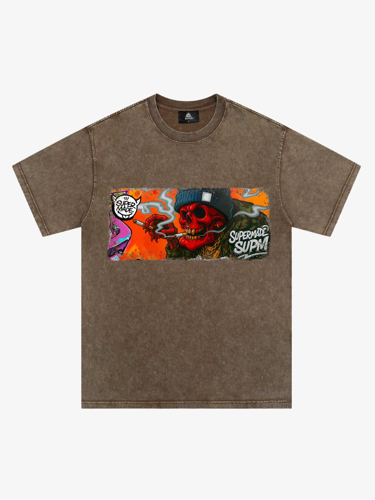 Thesupermade Distressed Blood Red Skull Graffiti T-shirt 