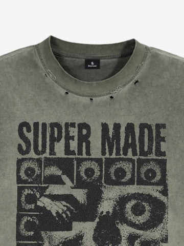 Skull Graphic Grommet Vest