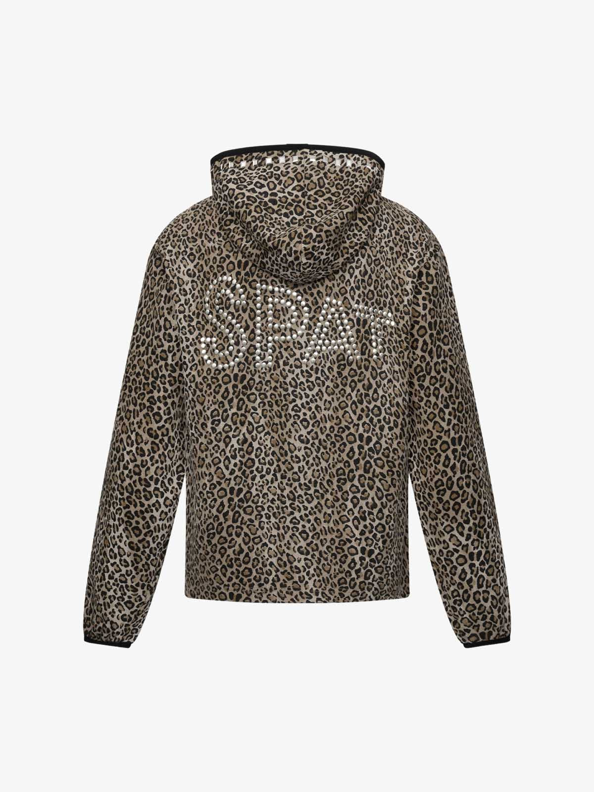 Leopard Studded Zip Hoodie