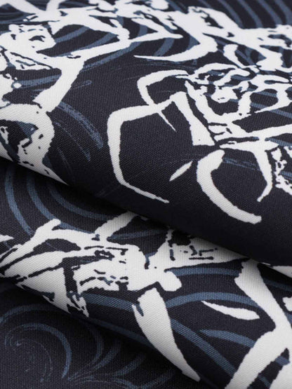 Japanese Wave Dragon Skeleton Camp Collar Boxy Shirt 