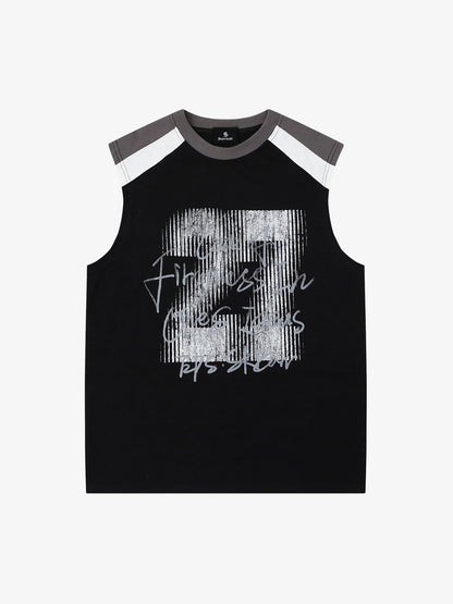 Color-Block Digital Print Sports Vest