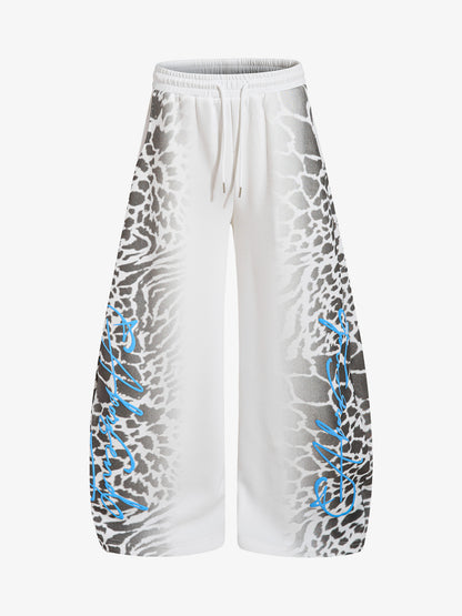 Leopard Curved Seam Wide-Leg Pants
