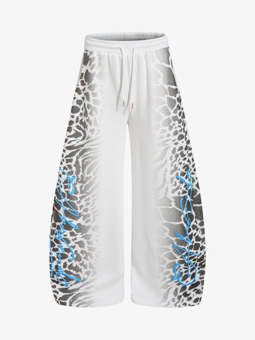 Leopard Curved Seam Wide-Leg Pants