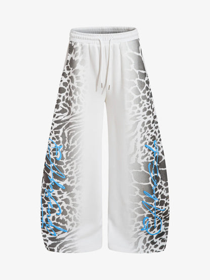 Leopard Curved Seam Wide-Leg Pants
