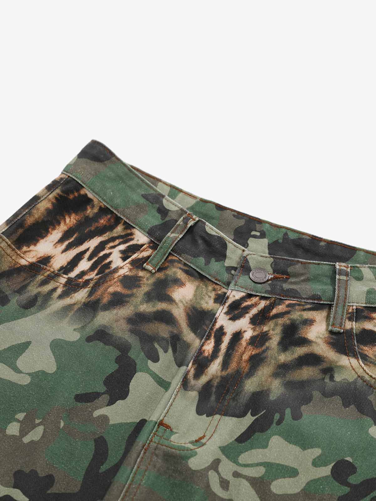 Camo Leopard Patchwork Cargo Pants 