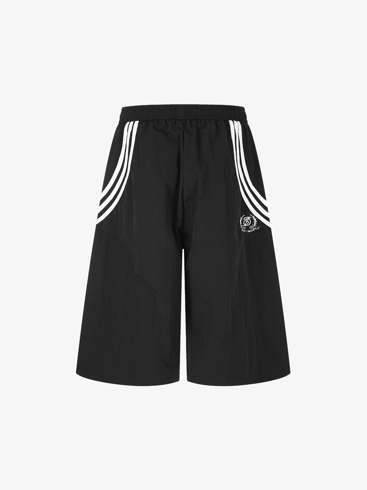 Diagonal Patchwork Drawstring Shorts