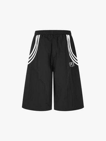 Diagonal Patchwork Drawstring Shorts
