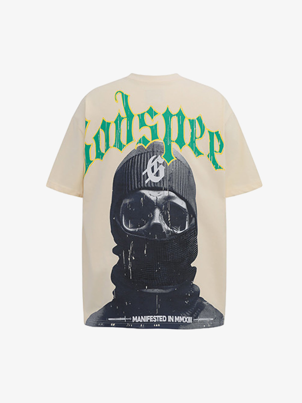 Mask Skull West Coast Hip-Hop Print T-shirt 