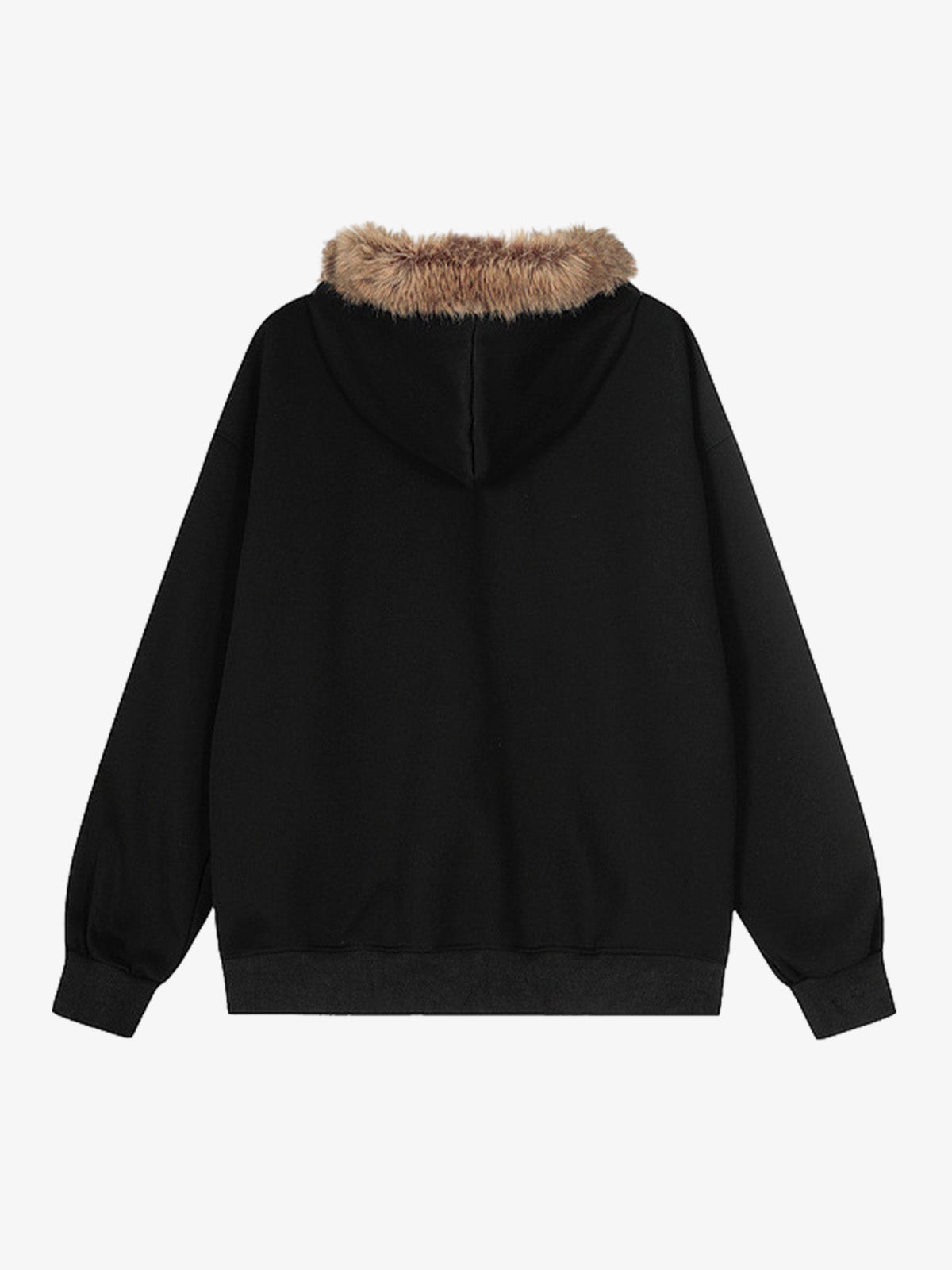 Stylish Graphic Hooded Jacket with Faux Fur Trim - Perfect for Casual and Trendy Looks 