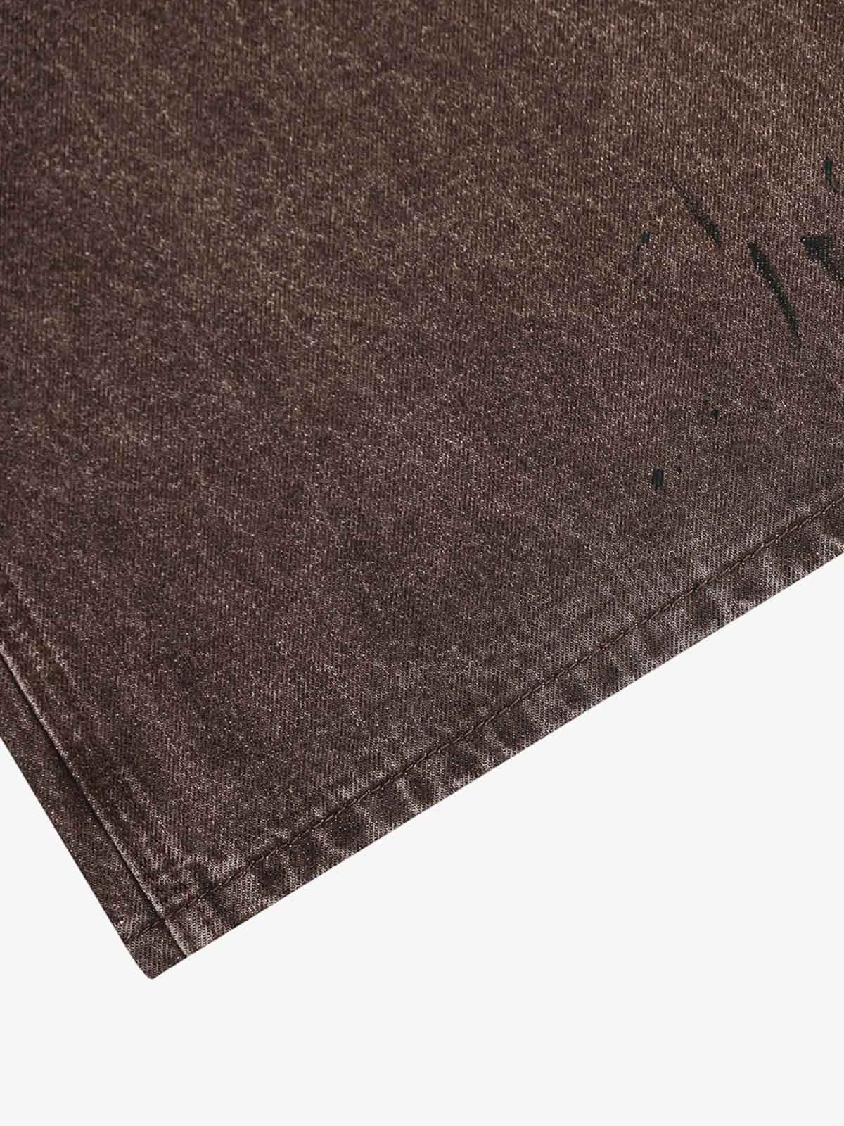 Retro Patchwork Washed Wide Leg Denim Jeans