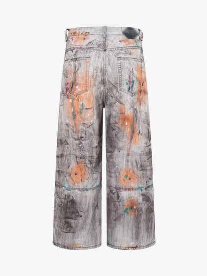 Abstrac Paint-Splattered Panel Jeans 