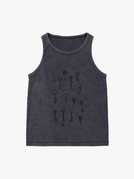 Supermade Washed Distressed Key Print Vest 