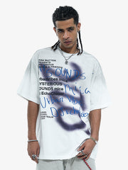 300G Cotton Spray-Marmot Distressed T-Shirt with Holes Urban Streetwear Graphic Tee 