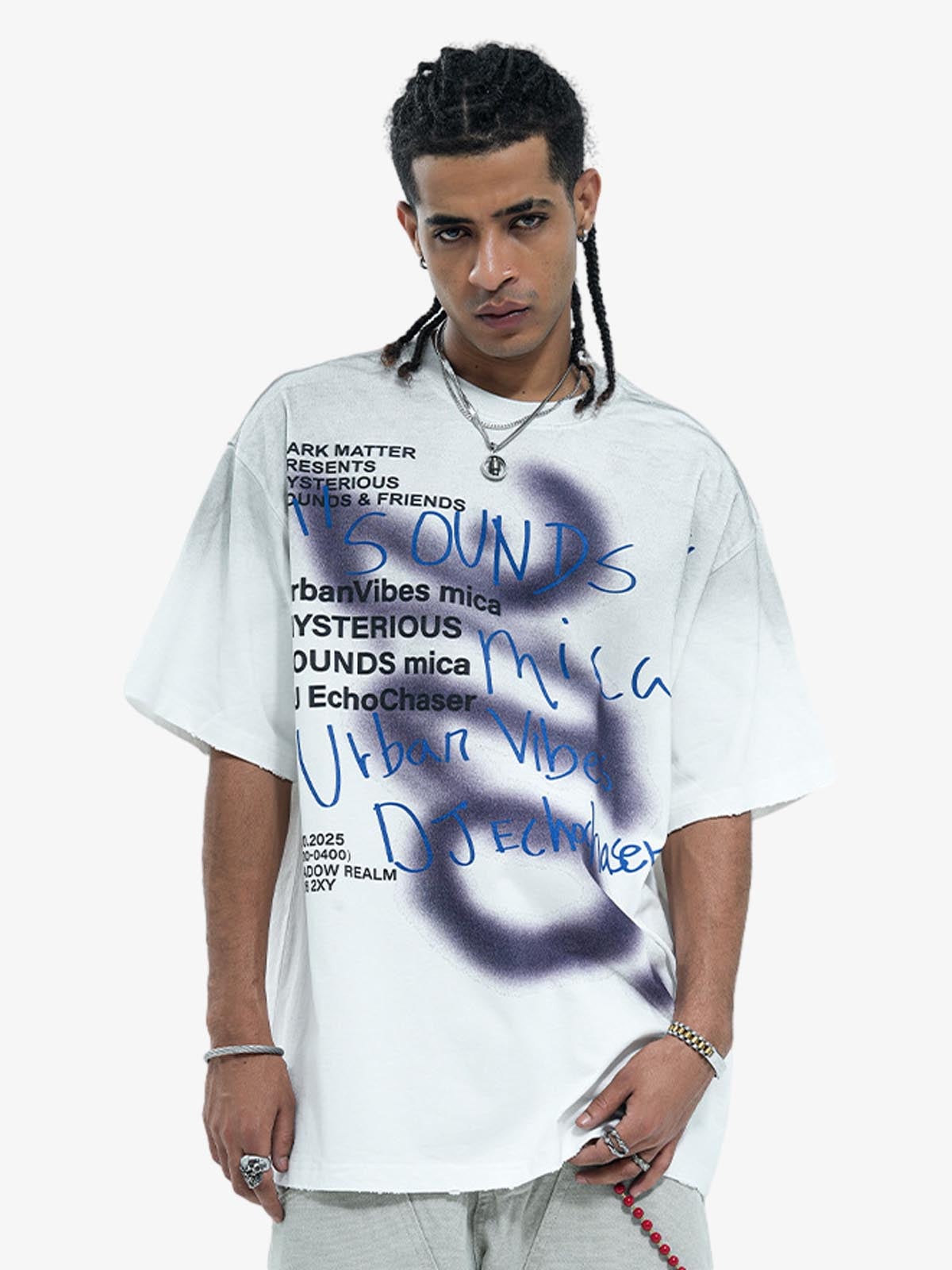 300G Cotton Spray-Marmot Distressed T-Shirt with Holes Urban Streetwear Graphic Tee 