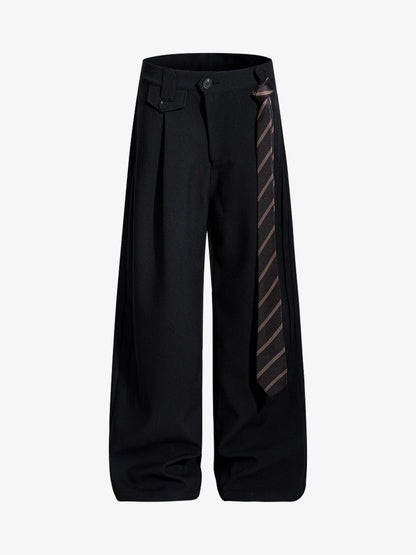 Stylish Wide-Leg Trousers with Unique Tie Accent for Modern Fashionistas 