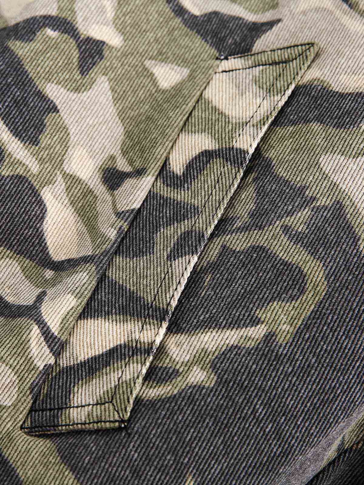 Thesupermade Camouflage Fur Hooded Jacket - 2353