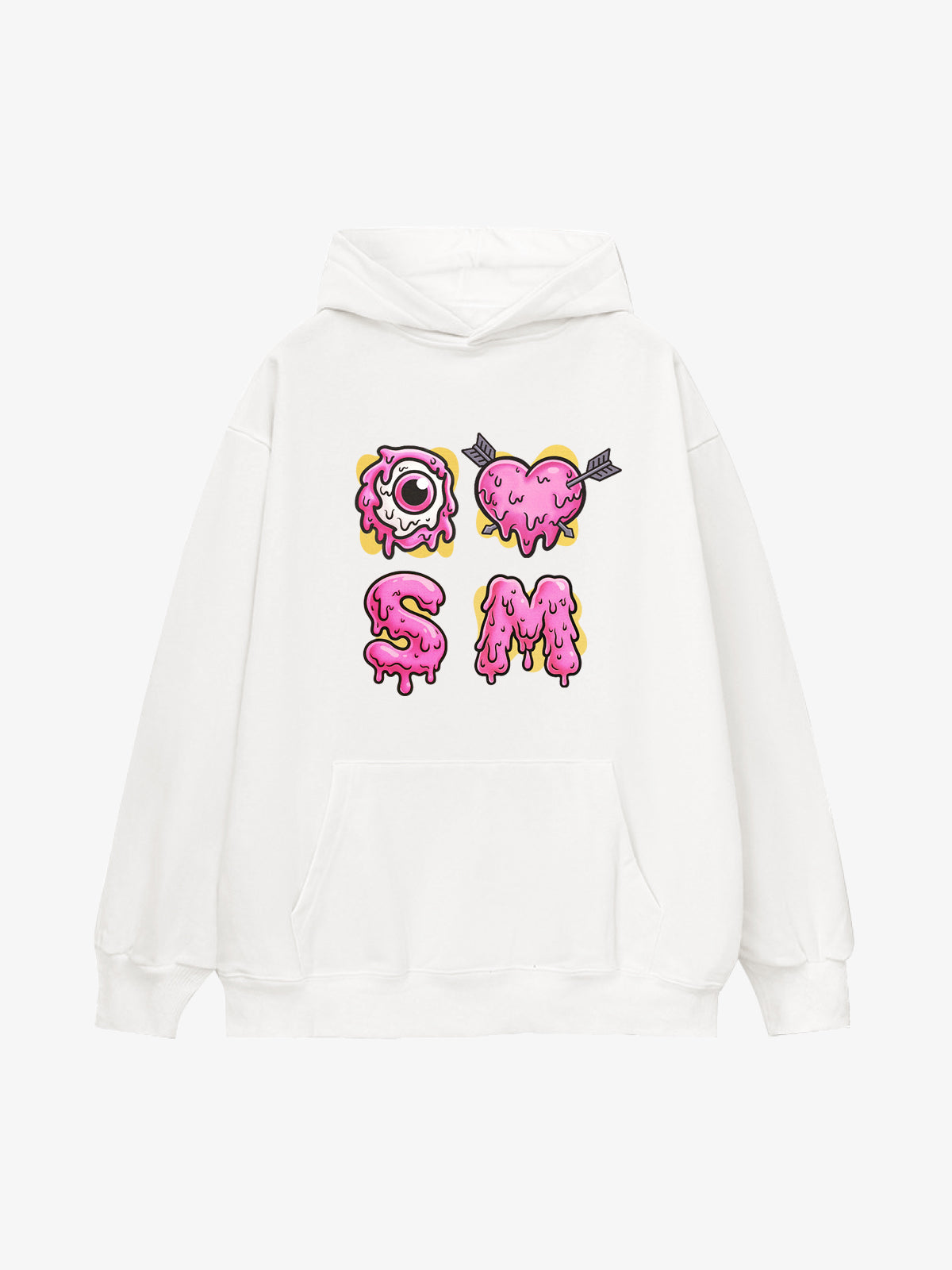 Dripping Heart & Eye Graphic Hoodie for Trendy Looks 