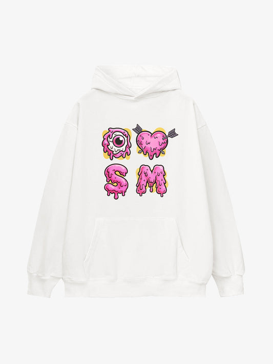 Dripping Heart & Eye Graphic Hoodie for Trendy Looks 
