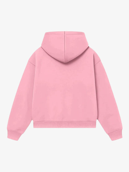 Letter Flocked Hooded Cardigan Sweatshirt
